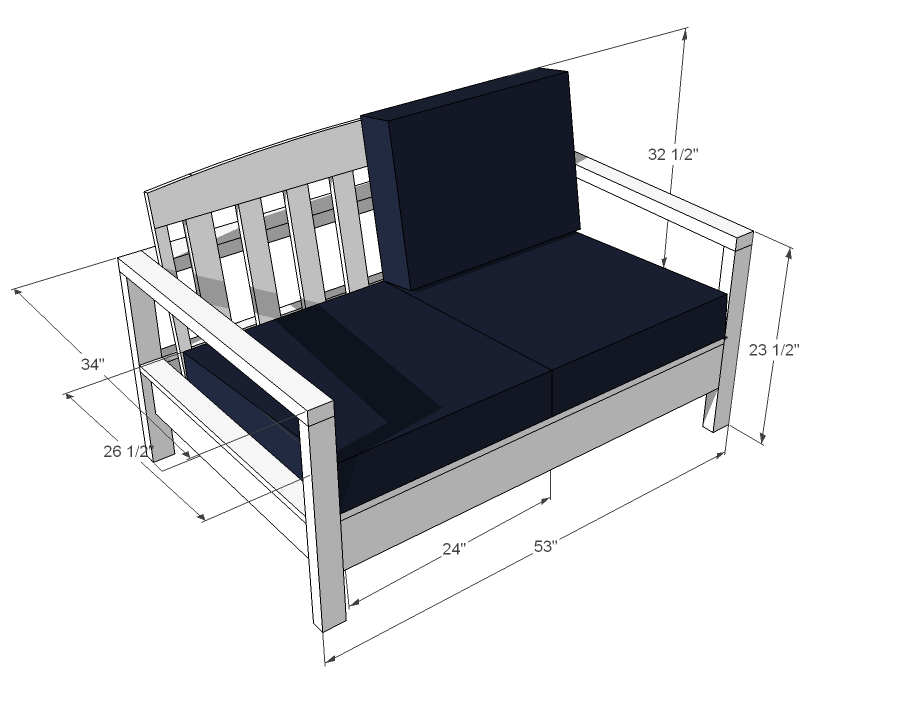 Ana White Simple White Outdoor Loveseat - DIY Projects